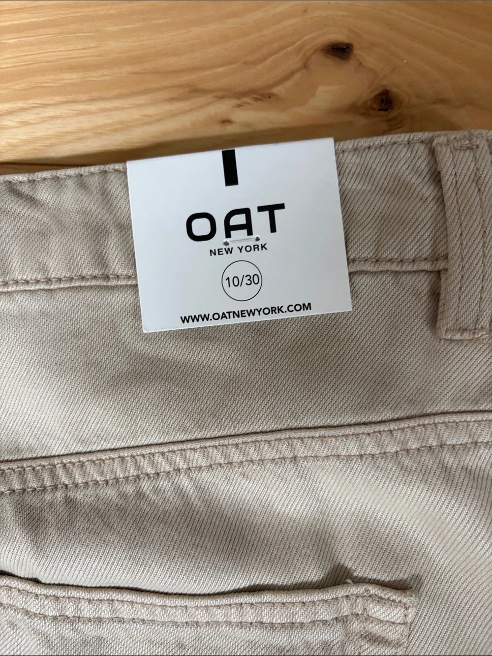 NWT Oat New York High Rise Mini Flare Jeans in Light Beige Size 10/30